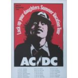 AC/DC EARLY AUSTRALIAN 1975/1976 TOUR POSTER, framed and glazed, 'Lock Up Your Daughters'.