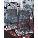 TABLE LAMPS, a pair, in oval glass on chromed metal supports, 54cm H.