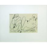 PABLO PICASSO (Spanish, 1891-1972), 'Two women', lithograph, 24cm x 34.5cm, framed.