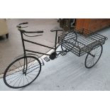 GARDEN TRICYCLE PLANTER, in a black wrought iron finish, 180cm x 66cm x 95cm.