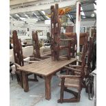 GARDEN DINING SET, comprising a table, 103cm W x 79cm H x 201cm L, and six tall chairs, 182cm H,