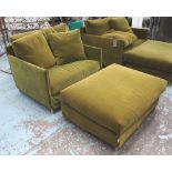 ARMCHAIR, in green fabric with scatter cushions, 'Chemise' by Living Divani, 90cm W,