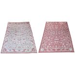 CASA LOPEZ REVERSIBLE RUG, 261cm x 186cm, terracotta or ivory field with all over floral design.