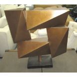 MODERNIST SCULPTURE, bronze patinated metal, on marble base, 82cm H overall.