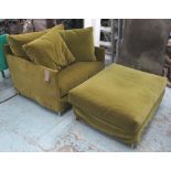 ARMCHAIR, in green fabric with scatter cushions, 'Chemise' by Living Divani, 90cm W,