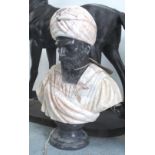 MARBLE BUST, of Arab gentleman, 70cm H x 49cm.