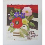 MARY FEDDEN (British 1915-2012), 'Birthday Flowers', watercolour, signed and dated, 18cm x 18cm,