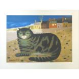 MARY FEDDEN, 'Cat', lithograph, 29cm x 39cm, framed.