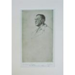 HUBERT ANDREW FREETH (British,1912-1986), 'Portrait of Somerset Maugham', etching, signed,