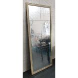 WALL MIRROR, silver eglomise panelled with distressed cream timber frame, 76cm x 176cm H.