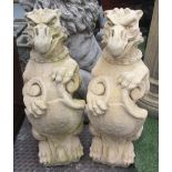 DRAGONS, a pair, stone, 70cm H.