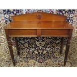 HALL TABLE, Victorian mahogany with raised back and end drawer, 94cm H x 104cm W x 40cm D.