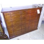 BANK OF DRAWERS, vintage mahogany comprising two banks of fourteen graduated drawers,
