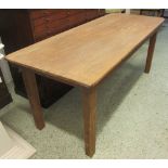 FOLDING TABLE, early 20th century vintage planked pine with hinged trestle supports,