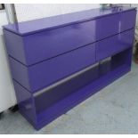 PURPLE SIDE BOARD, of contemporary design with four drawers and shelf, 40cm D x 111cm H x 200cm W.