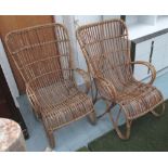 CONSERVATORY CHAIRS, a pair, 1950's, Dutch, by Rohe, rattan and bamboo,