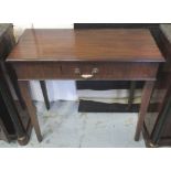 HALL TABLE, George III mahogany of adapted shallow proportions with frieze glove drawer,