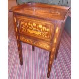 BEDSIDE CABINET, early 19th century Dutch mahogany and marquetry with galleried top,