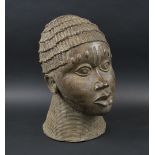 BRONZE HEAD, Yoruba people, 36cm H.