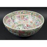 LARGE CHINESE EXPORT PUNCH BOWL, Canton famille rose manner,