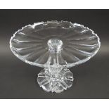 WILLIAM YEOWARD CAKE STAND, cut glass, footed form, 33cm diam x 21cm H.