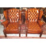 WINGBACK ARMCHAIRS, a pair,