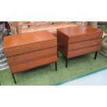 CHESTS, a pair, 1960's vintage rosewood each with three drawers, 55cm H x 64cm W x 42cm D.