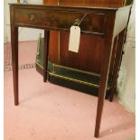 WRITING TABLE, George III period mahogany with frieze drawer and square tapering legs,