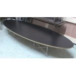 SURFBOARD COFFEE TABLE, Eames style, 180cm L x 60cm W x 27cm H.