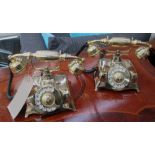 TELEPHONES, a pair, vintage style gilt metal finish.