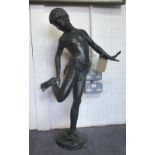 BRONZE BOY FIGURE, 'Il Granchi', after Anabale de Lotto, 88cm H overall.
