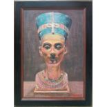 KEN DAVIS (British), 'Nefertiti', mixed media on panel, signed and framed, 85cm x 56.5cm.