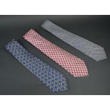 HERMÈS SILK TIES, three examples in various sizes and designs.