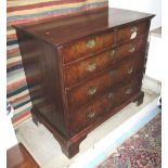 CHEST, 18th century English Queen Anne walnut with two short and three long drawers,
