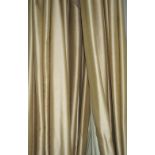 CURTAINS, two pairs, gold lined and interlined, 90cm gathered by 252cm drop.