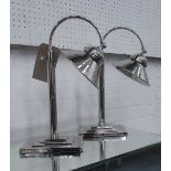 TABLE LAMPS, a pair, Art Deco style in metal plated finish, 41cm H (with faults).