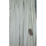 CURTAINS, a pair, 135cm gathered x 240cm dropped, lined and interlined in cream cotton.