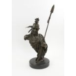 MOHICAN BRAVE, bronze sculpture, Talos Gallery, marble base.