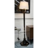 STANDARD LAMP, black lacquered with chinoiserie decoration,