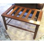 LUGGAGE STAND, 19th century walnut with slatted top and stretchered supports, 72cm x 46cm x 42cm H.