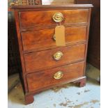 BEDSIDE CHESTS, a pair, 19th century flame mahogany adapted each with four long drawers,