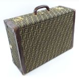 FENDI SUITCASE, with leather bindings, 55cm x 38cm x 18cm, to include the original key.
