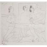 PABLO PICASSO, 'L'atelier' original etching, signed by the artist in brown ink, 39cm x 43cm, framed.