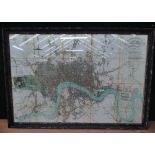 MAP, River Thames, London, historic map, framed and glazed, 92cm x 133cm.