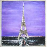 KEN DAVIS (British), 'Paris', mixed media on panel, signed and framed, 102.5cm x 102.5cm.
