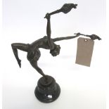 BRONZE STATUE, of a dancer, Art Deco style, on a marble base, 42cm H.