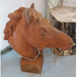 CAST IRON HORSE HEAD, in a rustic finish, 55cm x 65cm.