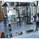 MIRROR, of large proportions, bevelled glass, 173cm H x 174cm W.