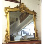 OVERMANTEL, 19th century giltwood with shell crest and C scroll decorated frame, 136cm W x 140cm H.
