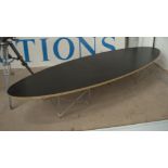'SURFBOARD' COFFEE TABLE, Eames style, 180cm L x 60cm W x 27cm H.